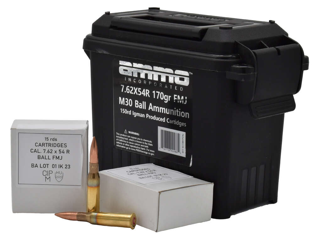 Ammunition Ammo Inc ZPAP M70 7.62x54r AI 7.62X54R 170GR FMJ M30 BALL 150RD CAN • Model: ZPAP M70